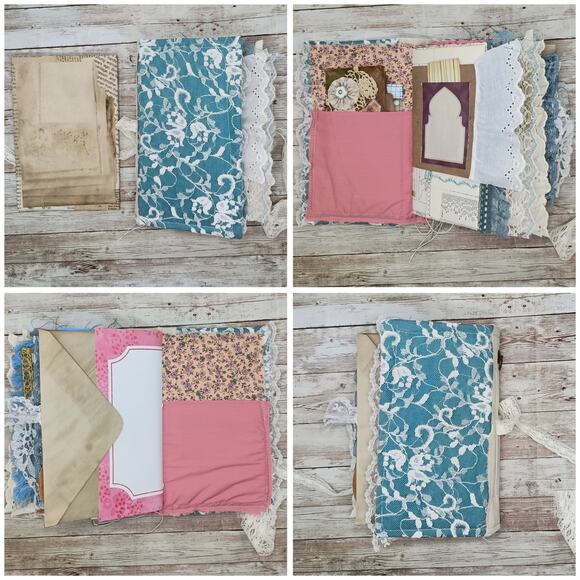 Turquoise Embellished Junk Journal: Flowers, Birds and Butterflies (NLB) - Picture 4 of 16